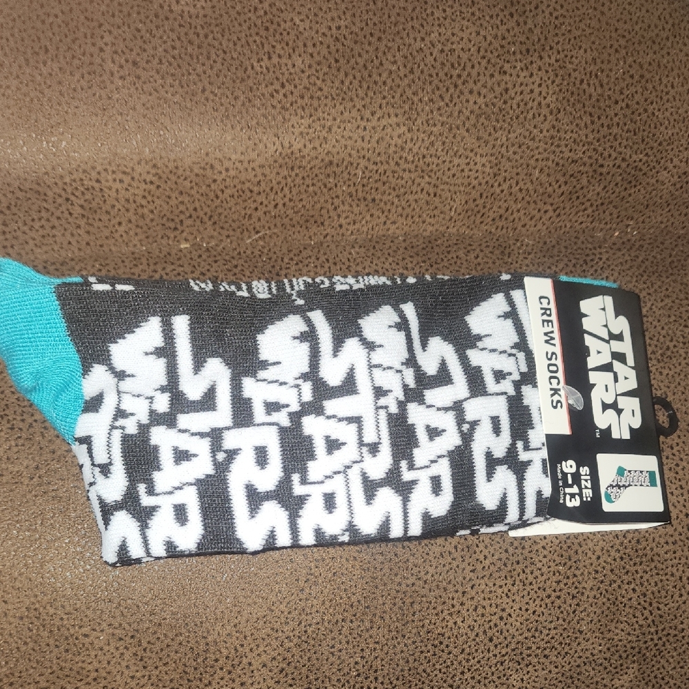 Star Wars Black and White Crew Socks with Teal Accents And Red Mickey Socks!